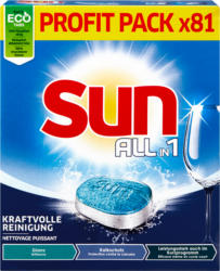 Tablettes lave-vaisselle All in 1 Regular Sun, 81 tablettes