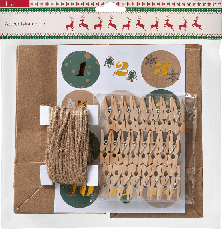 Dekorieren & Einrichten DIY Adventskalenderset, grün-natur