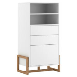 Highboard Oslo weiß matt Eiche Nachbildung B/H/T: ca. 63,4x115,7x42 cm