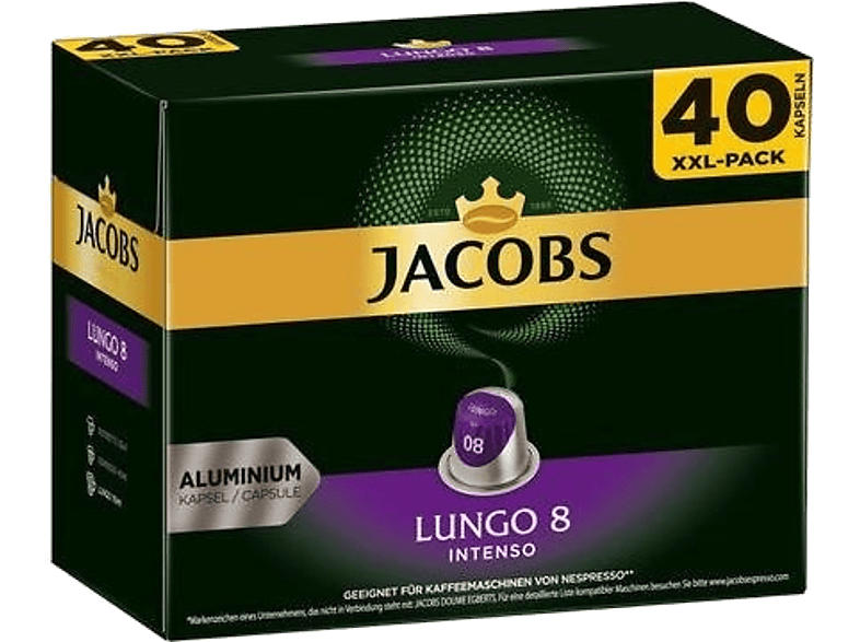 Jacobs Kaffeekapsel Lungo Intenso (40 Stk., Kompatibles System: Nespresso); Kaffeekapseln 40 Stück