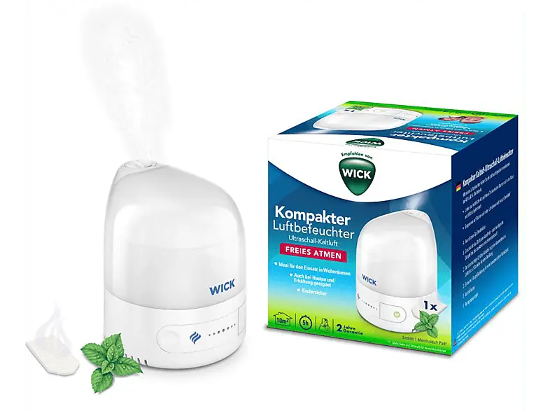 Wick WUL510E4 Mini Luftbefeuchter Weiß (15 Watt, Raumgröße: 10 m²)