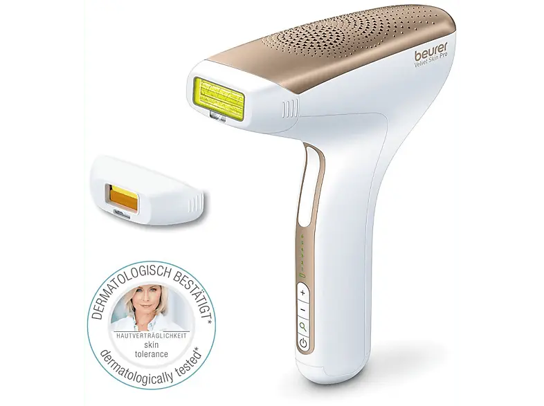 Beurer IPL Velvet Skin Pro IPL-Haarentfernungsger&auml;t (Wei&szlig;, mit 2 Auf&auml;tze, Akkubetrieb)