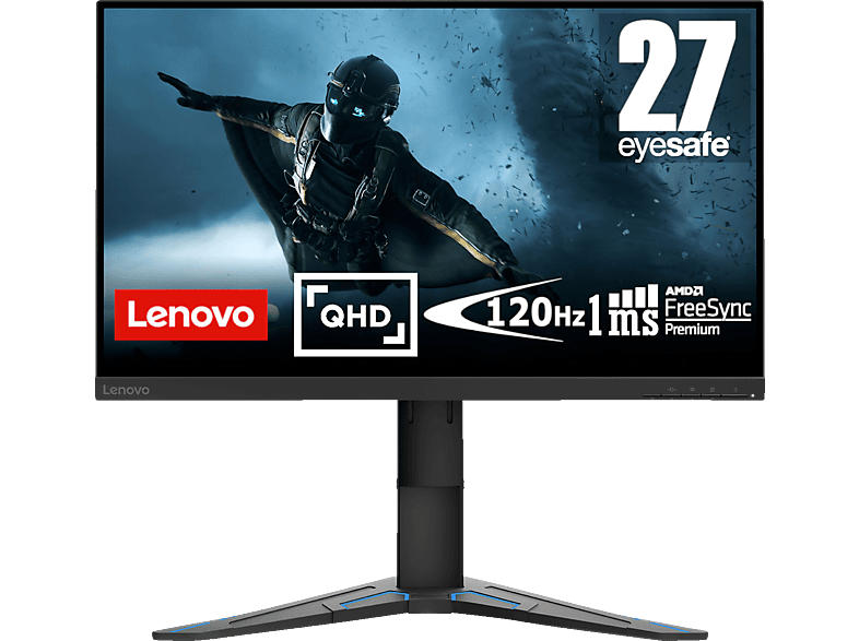 Lenovo G27qe-20 Gaming Monitor, 27 Zoll WQHD, 1ms MPRT, 350cd, 100Hz, IPS, 99% sRGB, Raven Black
