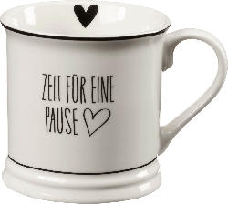 BOLTZE Kaffeebecher "ZEIT FÜR EINE PAUSE'', weiß-schwarz