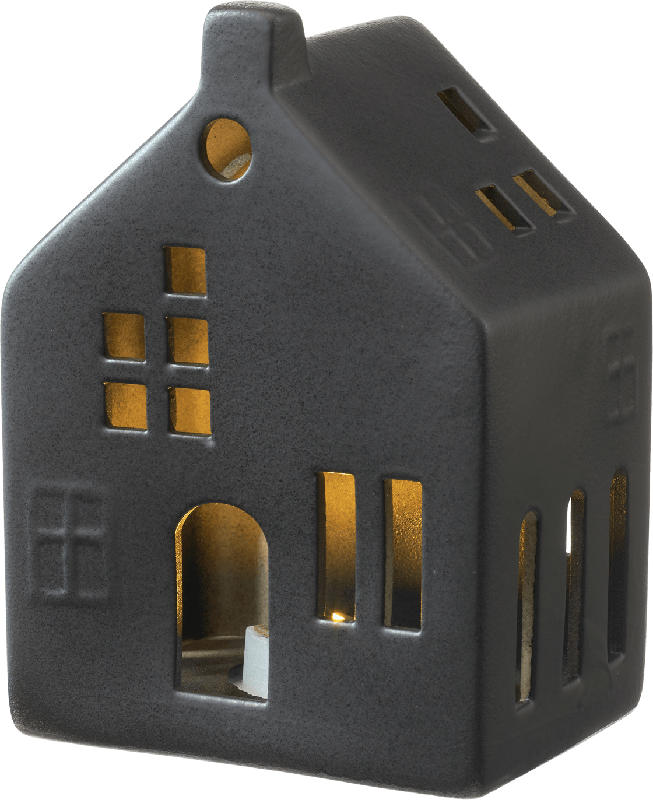 BOLTZE Dekoaufsteller, Haus mit LED, schwarz (14 cm)