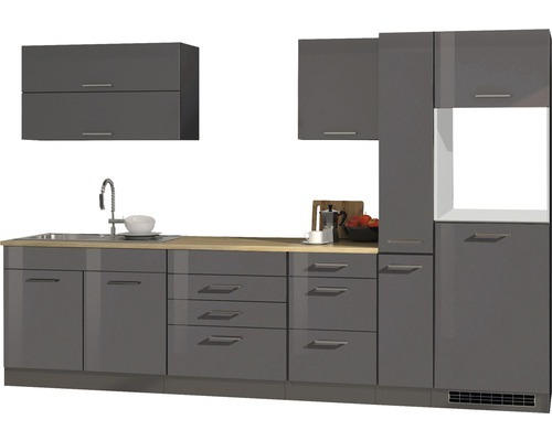 Küchenzeile Held Möbel Mailand 615.1.6211 grau/grafit 320 cm