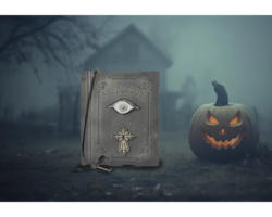 Halloween Deko magisches Buch mit Soundeffekt grau