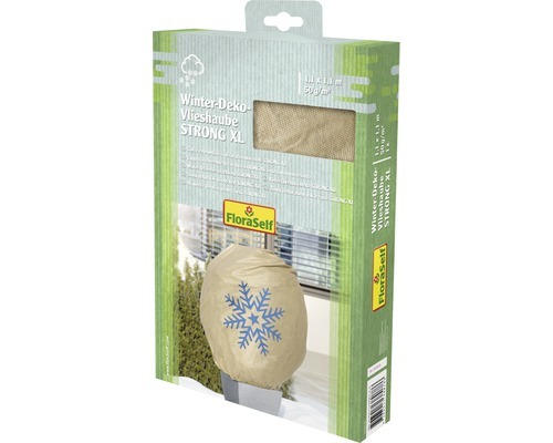 Winter-Deko-Haube FloraSelf Protect XL Schneeflocken-Motiv 1,1x1,1 m beige