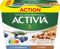 Danone Activia Joghurt, 2 x Heidelbeere, 2 x Müsli, probiotisch, 4 x 115 g