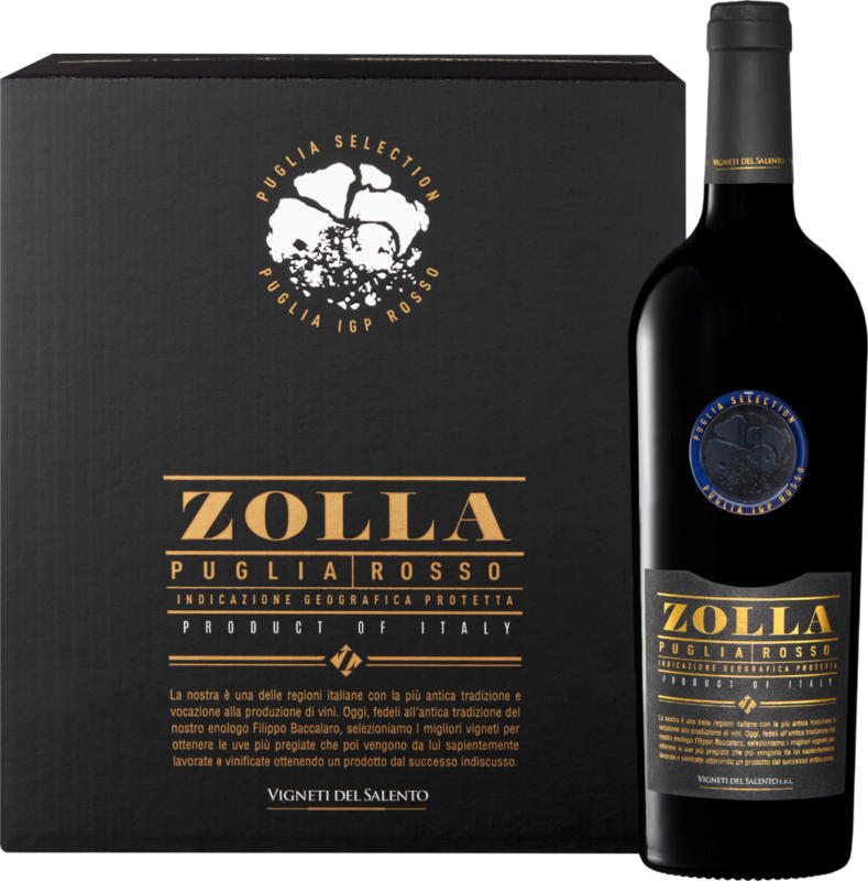 Zolla Rosso Puglia IGP, Italie, les Pouilles, 2022, 6 x 75 cl