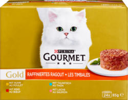 Nourriture pour chats Les Timbales Gourmet Gold Purina, assortis, 24 x 85 g