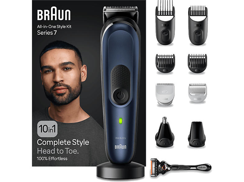 Braun MGK 7410 All-in-One Style Bartpflege Bodygroomer Set, Black / Deep Blue, Akkubetrieb