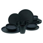 POCO Einrichtungsmarkt Altötting CreaTable Kombiservice Uno Black Lava Stone schwarz Steinzeug 16 tlg.