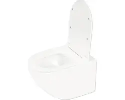 Wandtiefspülklosett-Set Differnz spülrandlos weiß mit WC-Sitz