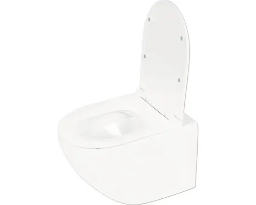 Wandtiefspülklosett-Set Differnz spülrandlos weiß mit WC-Sitz
