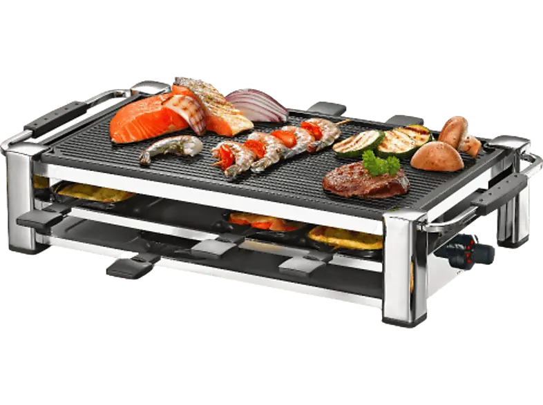 Rommelsbacher RC1500 Fashion Raclette (in Chrom, für 8 Personen, 1500 Watt)
