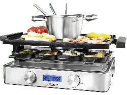 Gastroback 2in1 Advanced Plus Raclette & Fondue (in Edelstahl, Schwarz, für 1-9 Personen, 2200 Watt)