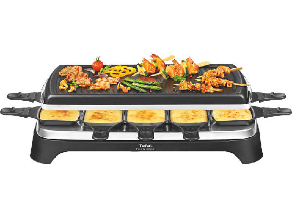 Tefal Raclette-Grill 10 RE 4588 Schwarz Raclettegrill (in Schwarz/Edelstahl, für , 1350 Watt)