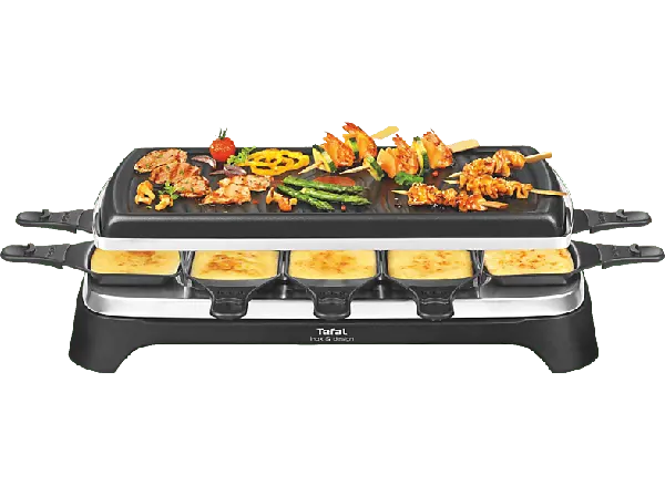 Tefal Raclette-Grill 10 RE 4588 Schwarz Raclettegrill (in Schwarz/Edelstahl, für , 1350 Watt)