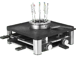 WMF Lumero Gourmet Station 3in1 Multifunktionsgerät: Raclette-Grill / Fondue-Topf und elektrischer Indoor-Grill (in Schwarz, für 8 Personen, 1960 Watt)