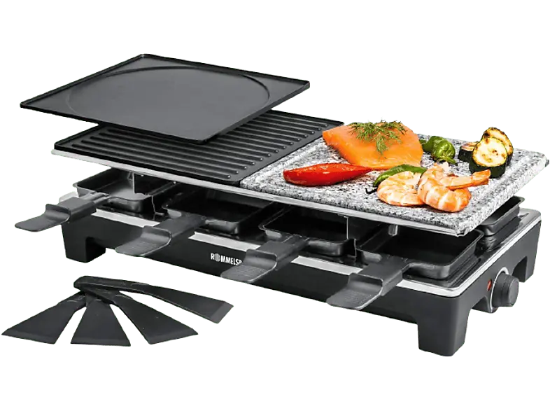Rommelsbacher RCS 1350 Raclette (in Schwarz/Edelstahl, für , Watt)