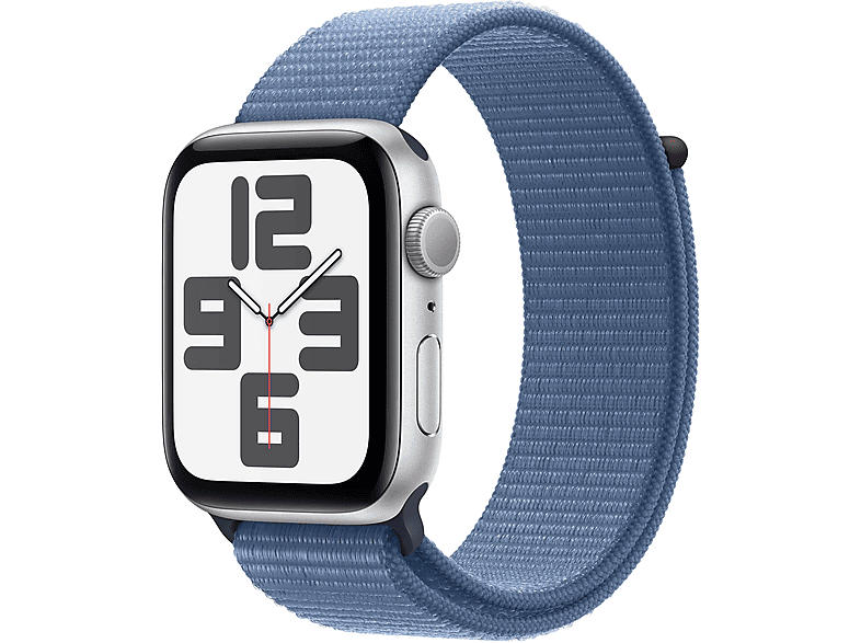Apple Watch SE 2023 GPS 44mm Aluminiumgehäuse, Sport Loop, Silber/Winterblau; Smartwatch