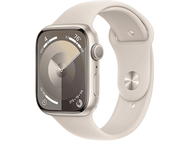 Apple Watch Series 9 GPS 45mm Aluminiumgehäuse, Sportarmband M/L, Polarstern; Smartwatch