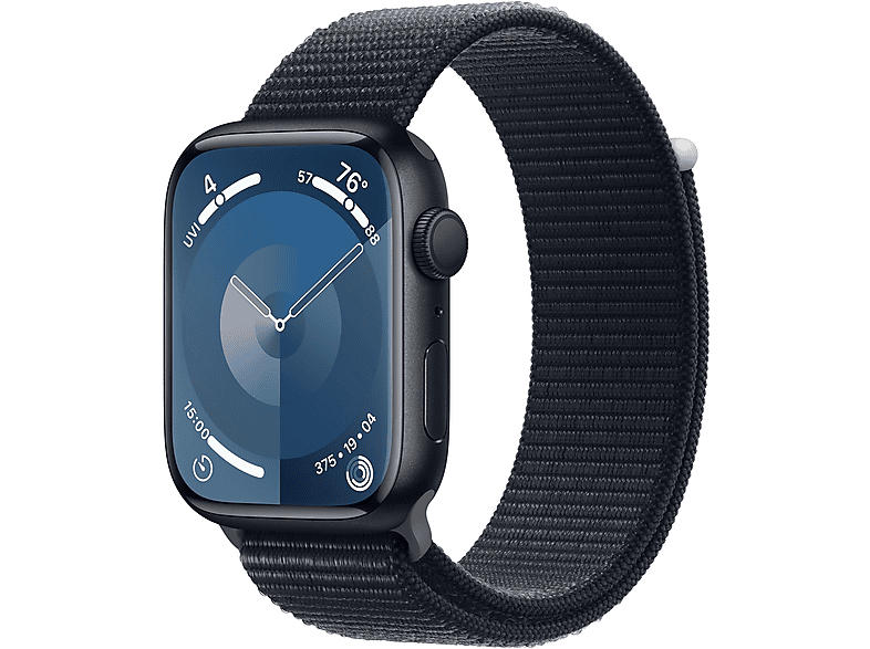 Apple Watch Series 9 GPS 45mm Aluminiumgehäuse, Sport Loop, Mitternacht; Smartwatch