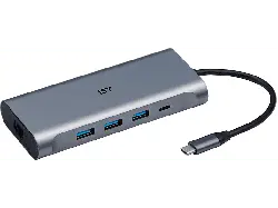 ISY IAD 1025-1 Adapter USB-C 3.1, HDMI 2.0, USB-A 3.0, Gb-LAN, SD + MicroSD, 3.5mm, Silber