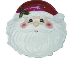 Dekoteller Weihnachtsmann Lafiora 32,5 x 32 cm Keramik weiß rot