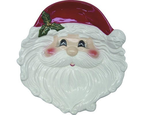 Dekoteller Weihnachtsmann Lafiora 24,5 x 23,5 cm weiß rot
