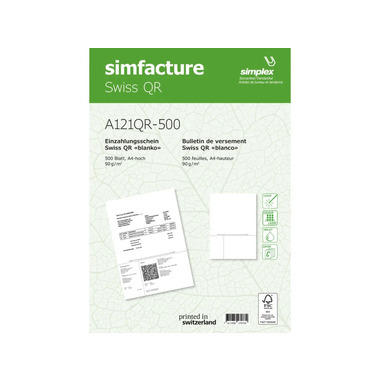 SIMPLEX Simfacture Swiss QR FSC, 500 feuilles (90g)