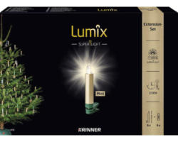 6er-Set kabellose LED Weihnachtsbaumkerzen Erweiterungs-Set Krinner Lumix Superlight Mini Metallic gold Lichterfarbe warmweiß inkl. Timerfunktion und Batterie