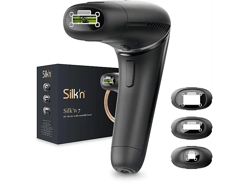 Silk'n Seven IPL IPL-Haarentfernungsgerät (Schwarz, mit 3 Aufätze, Netzbetrieb)