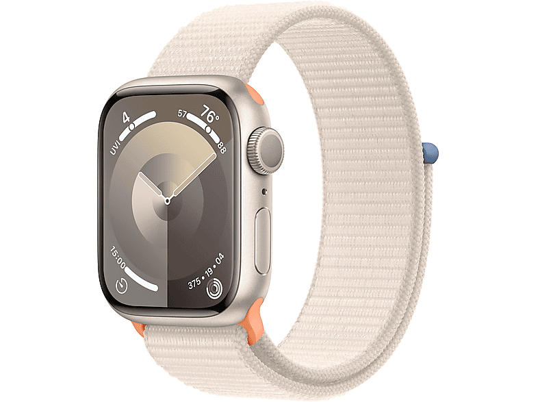 Apple Watch Series 9 GPS 41mm Aluminiumgehäuse, Sport Loop, Polarstern; Smartwatch