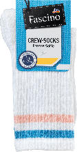 dm-drogerie markt Fascino Crew Socken mit Ringeln, weiß & apricot, Gr. 35-38 - bis 31.03.2024