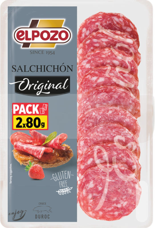Salchichón Original Elpozo , a fette, dolce, Spagna, 2 x 80 g