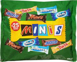 Mixed Minis Schokoladenriegel, assortiert: Bounty, Mars, Milky Way, Snickers, Twix, 500 g