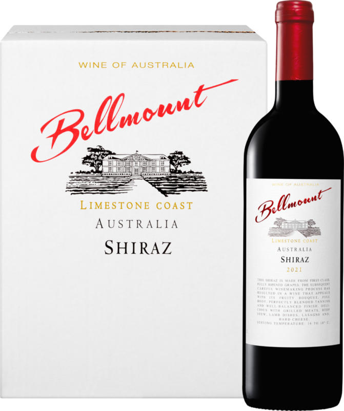 Bellmount Shiraz Limestone Coast , Australien, South Eastern Australia, 2022, 6 x 75 cl