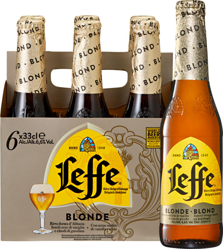 Birra chiara Leffe, 6 x 33 cl