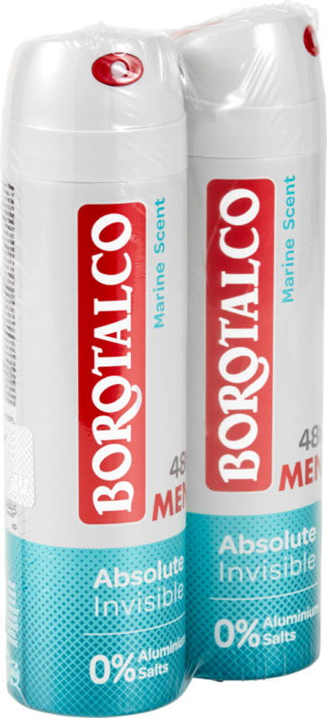 Deodorante spray Absolute Invisible Marine Borotalco Men, 2 x 150 ml