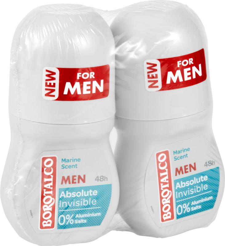 Deodorante roll-on Absolute Invisible Marine Borotalco Men, 2 x 50 ml