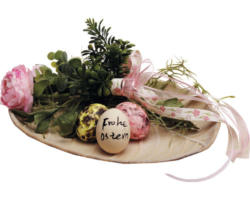 Osterdeko Blatt-Schale mit Rose rosa und Ostereiern