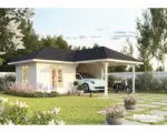 Hornbach Gartenhaus Palmako Bianca 24,9 m² Set 5 inkl. seitl. Anbau 588 x 588 cm natur