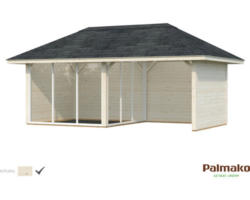 Gartenhaus Palmako Bianca 16,6 m² Set 6 inkl. seitl. Anbau 588 x 300 cm natur