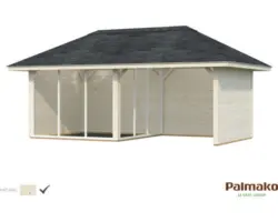 Gartenhaus Palmako Bianca 16,6 m² Set 6 inkl. seitl. Anbau 588 x 300 cm natur