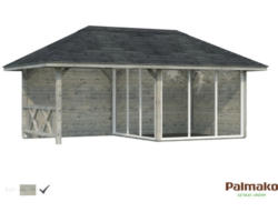 Gartenhaus Palmako Bianca 16,6 m² Set 4 inkl. seitl. Anbau 588 x 300 cm grau tauchgrundiert