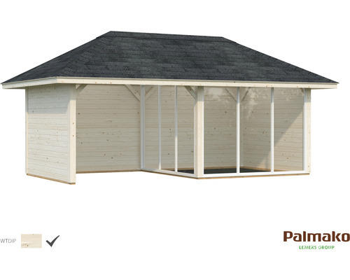 Gartenhaus Palmako Bianca 16,6 m² Set 6 inkl. seitl. Anbau 588 x 300 cm tauchgrundiert