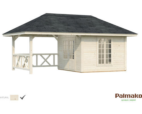 Gartenhaus Palmako Bianca 16,6 m² Set 7 inkl. seitl. Anbau 588 x 300 cm natur