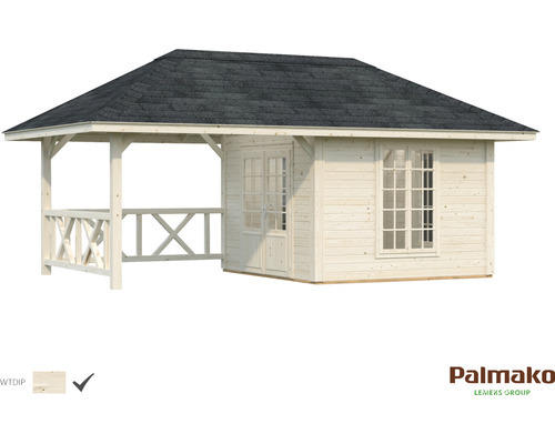 Gartenhaus Palmako Bianca 16,6 m² Set 7 inkl. seitl. Anbau 588 x 300 cm tauchgrundiert